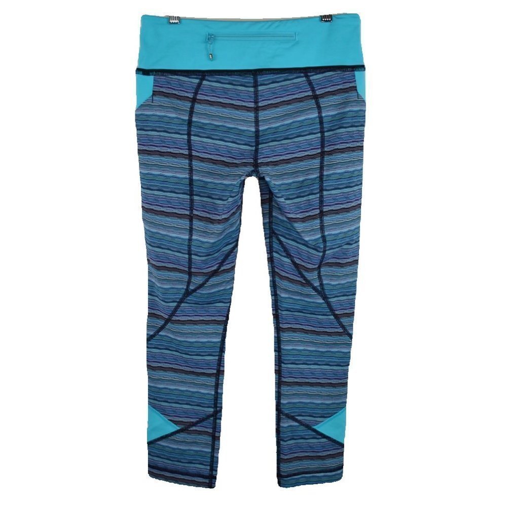 lululemon Pace Rival Crops Size 6 in Space Dye Twist Naval Blue Peacock Blue